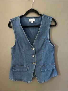 Vigoss Blue Denim Button-Front Vest